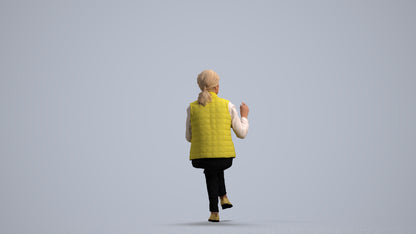 realistic 3D people senior woman casual sitting, render-ready for V-Ray and Corona, FBX OBJ, front view render