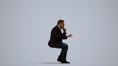 3D people model man business, scanned human for 3ds Max rendering, side view render