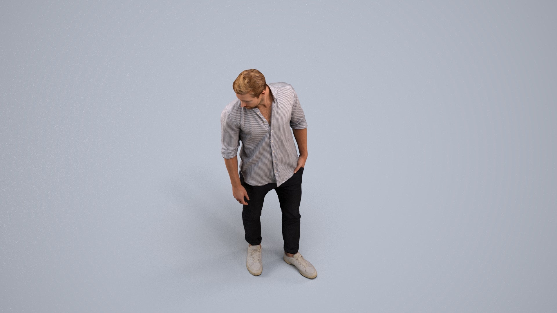 realistic 3D people man casual standing, render-ready for V-Ray and Corona, FBX OBJ, back view render