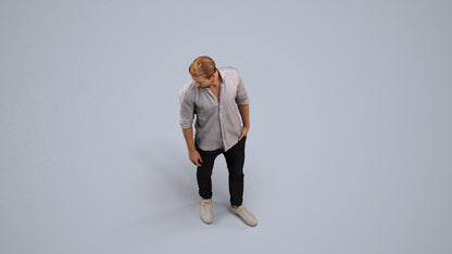 realistic 3D people man casual standing, render-ready for V-Ray and Corona, FBX OBJ, back view render