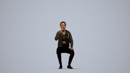 realistic 3D human woman sport, archviz people FBX OBJ for Blender, top-down view render
