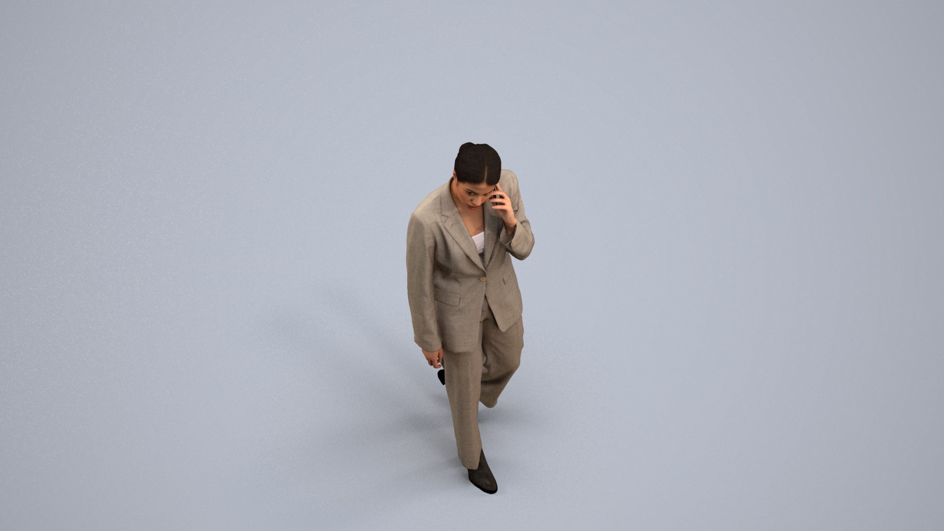 3D scanned woman walking business, photorealistic archviz people for Enscape and SketchUp, back view render