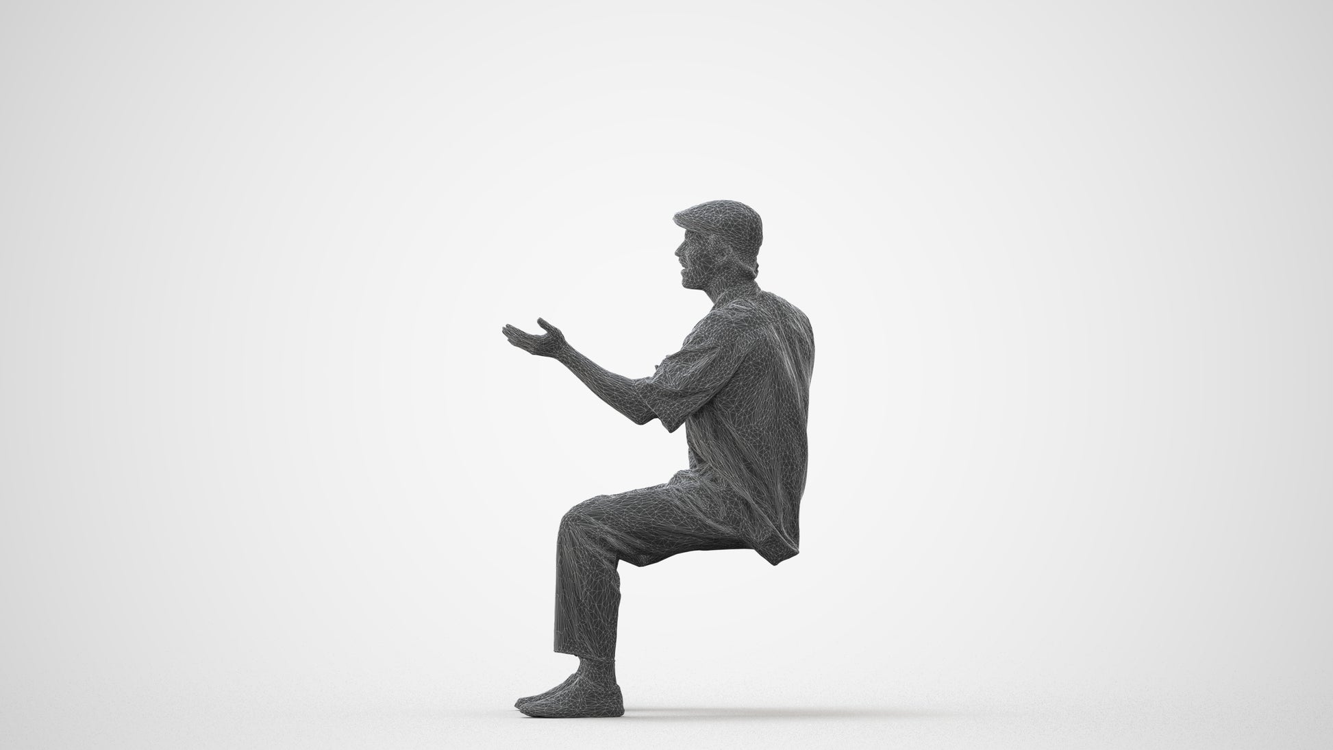 realistic 3D man casual sitting, scanned archviz people for Blender and 3ds Max, square thumbnail