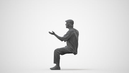 realistic 3D man casual sitting, scanned archviz people for Blender and 3ds Max, square thumbnail