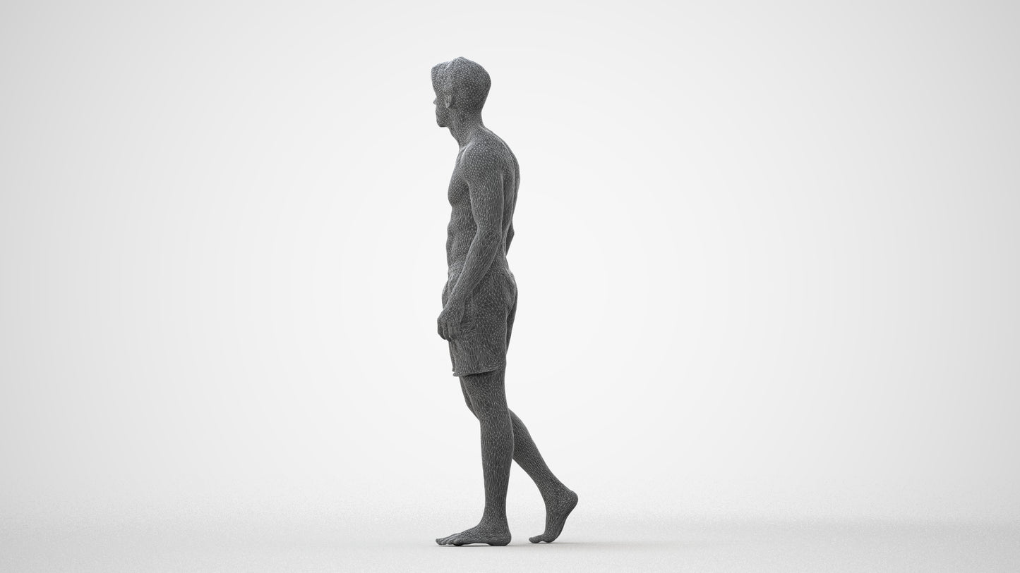 realistic 3D people man pool, render-ready for V-Ray and Corona, FBX OBJ, square thumbnail