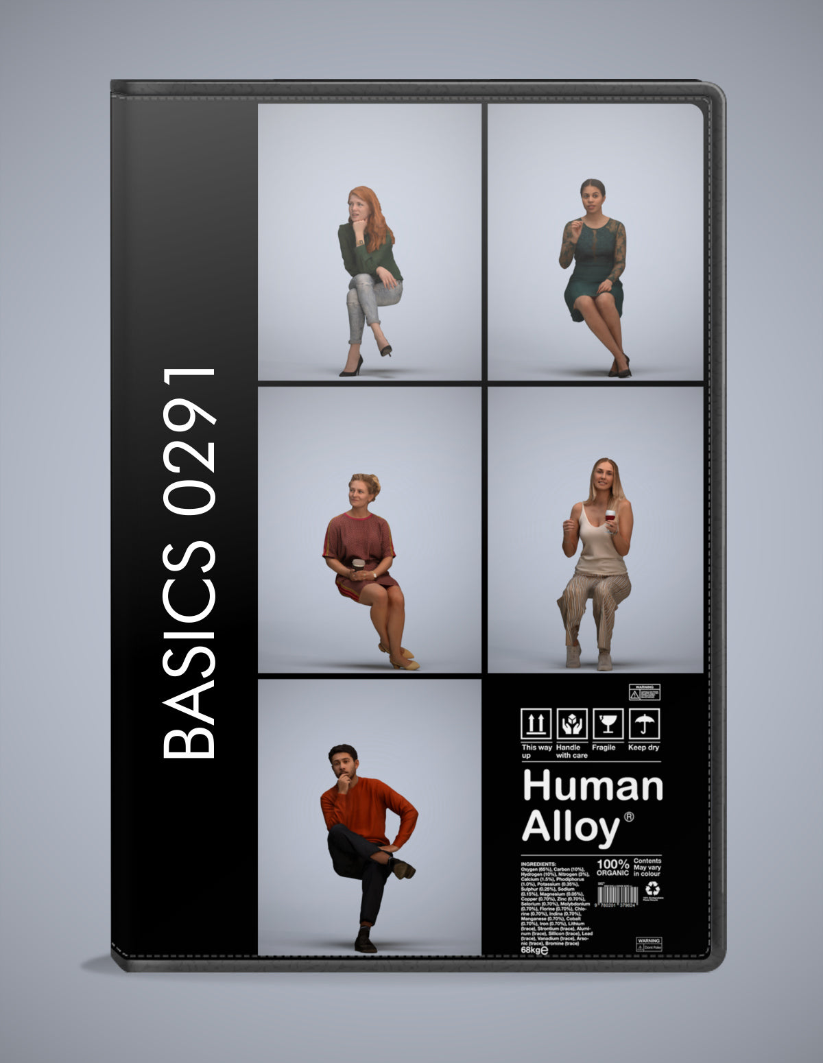 3D human models sitting bundle, 5 photogrammetry scanned people for archviz
