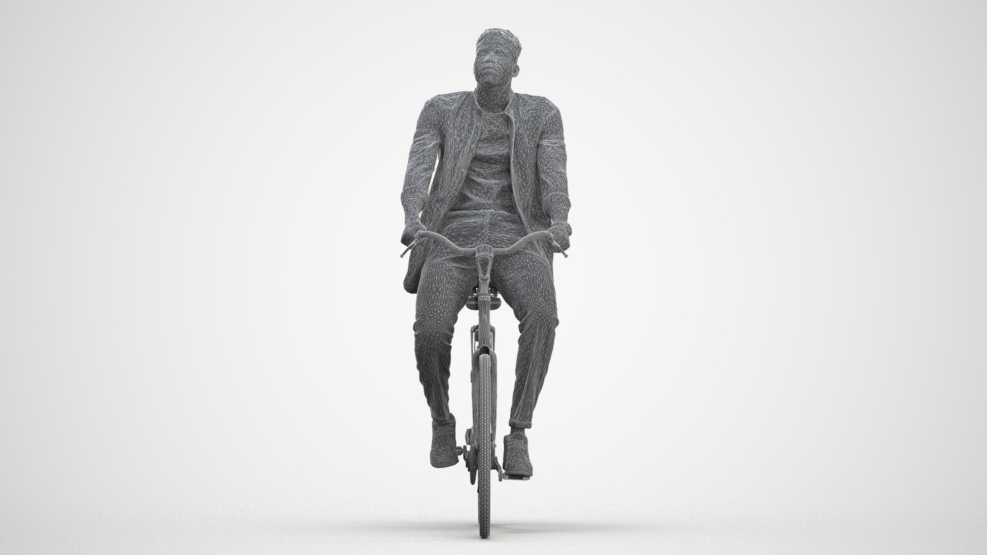 3D people model man casual cycling, scanned human for 3ds Max rendering, three-quarter front view render
