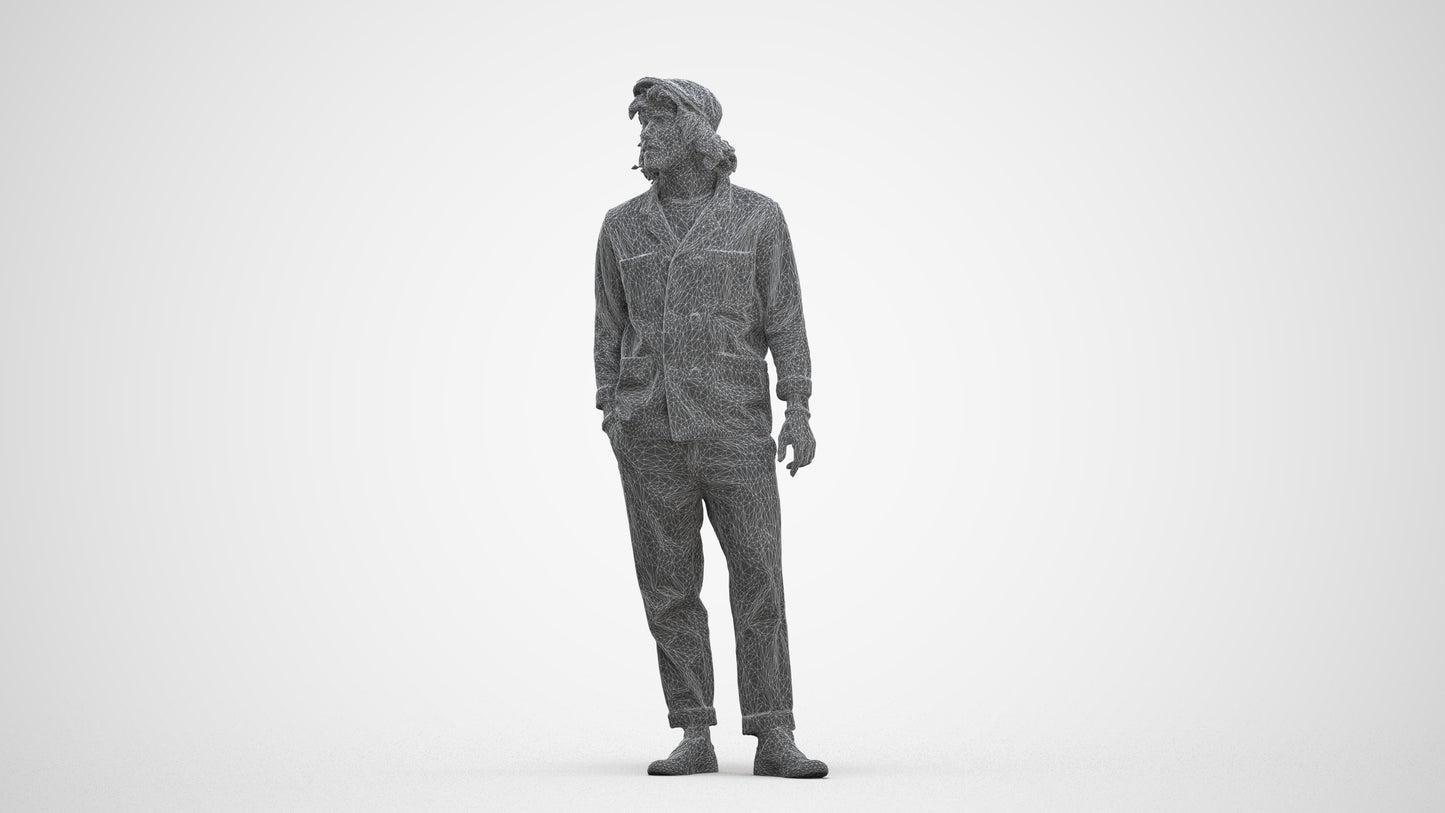 3D scanned man standing casual, photorealistic archviz people for Enscape and SketchUp, three-quarter front view render
