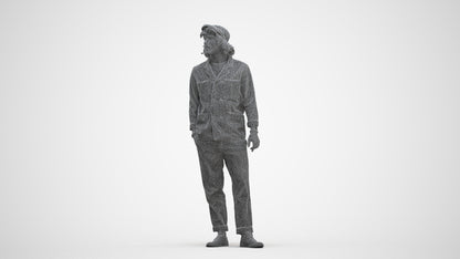 3D scanned man standing casual, photorealistic archviz people for Enscape and SketchUp, three-quarter front view render