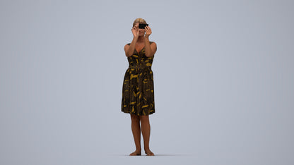 realistic 3D people woman casual standing, render-ready for V-Ray and Corona, FBX OBJ, top-down view render