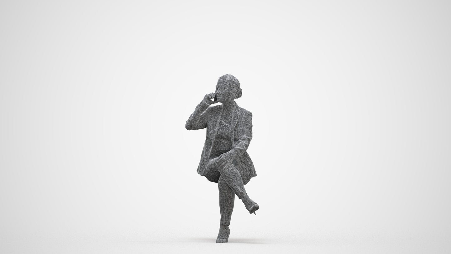 photogrammetry 3D woman business, realistic human model archviz FBX, three-quarter front view render