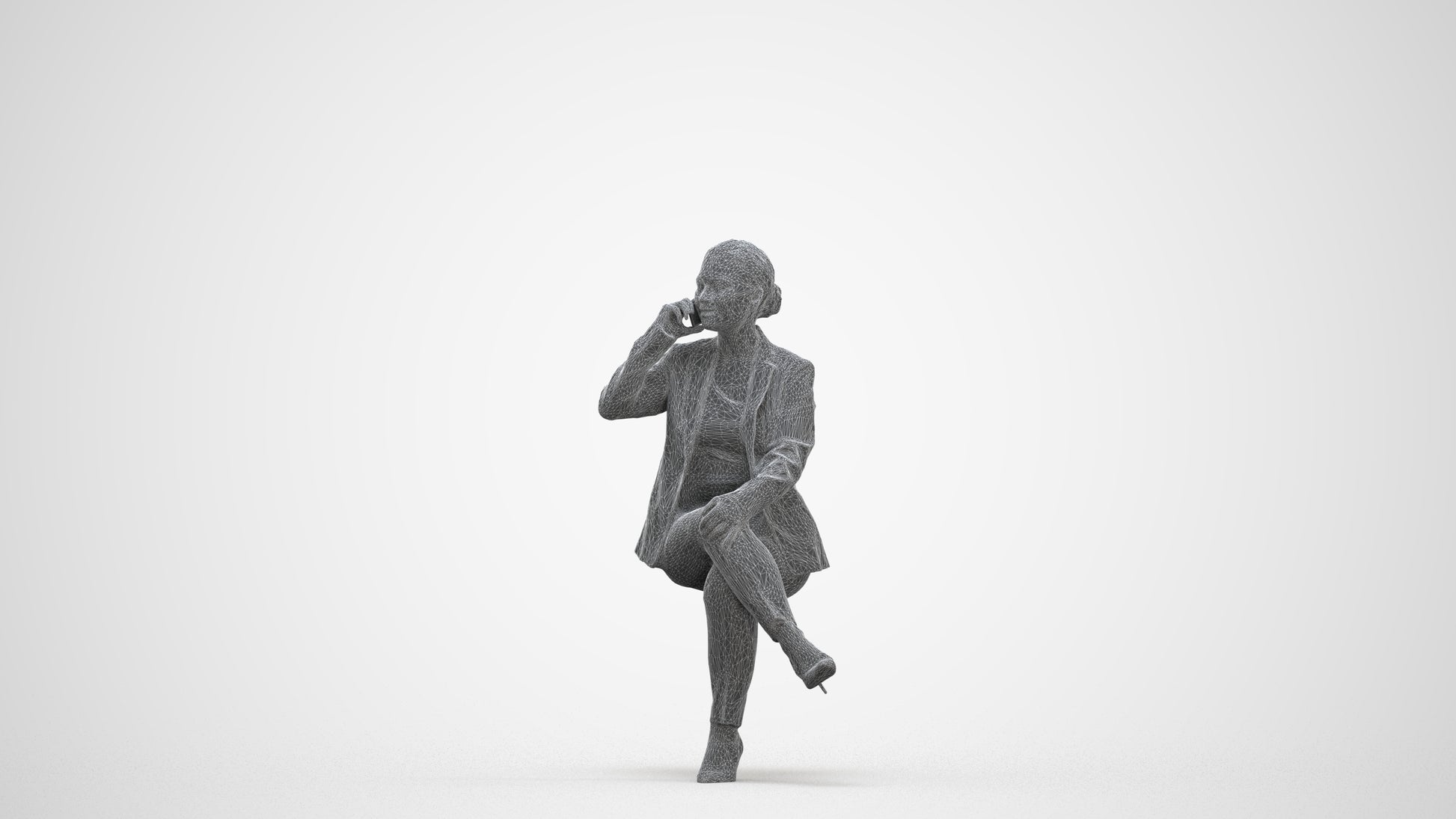 photogrammetry 3D woman business, realistic human model archviz FBX, three-quarter front view render