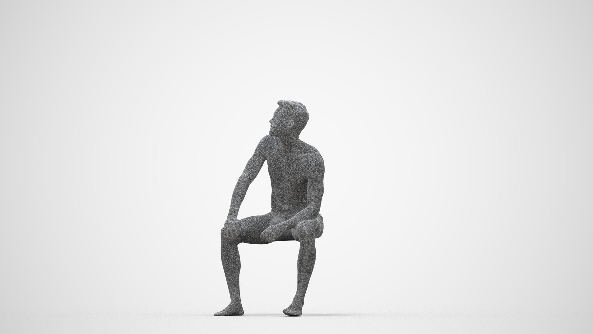 realistic 3D people man pool, render-ready for V-Ray and Corona, FBX OBJ, wireframe back view