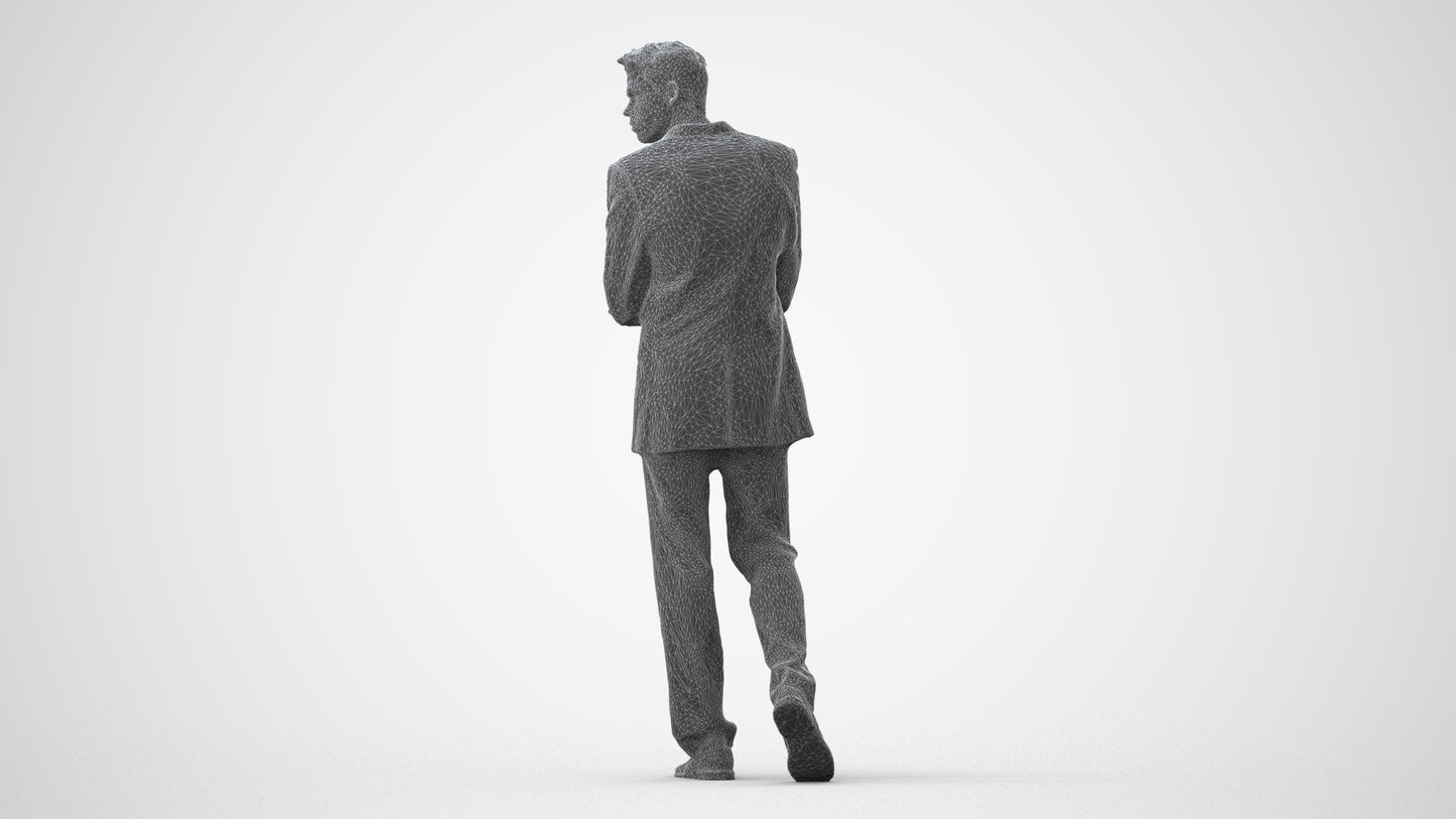 3D human model man business, photogrammetry scanned person for archviz, square thumbnail