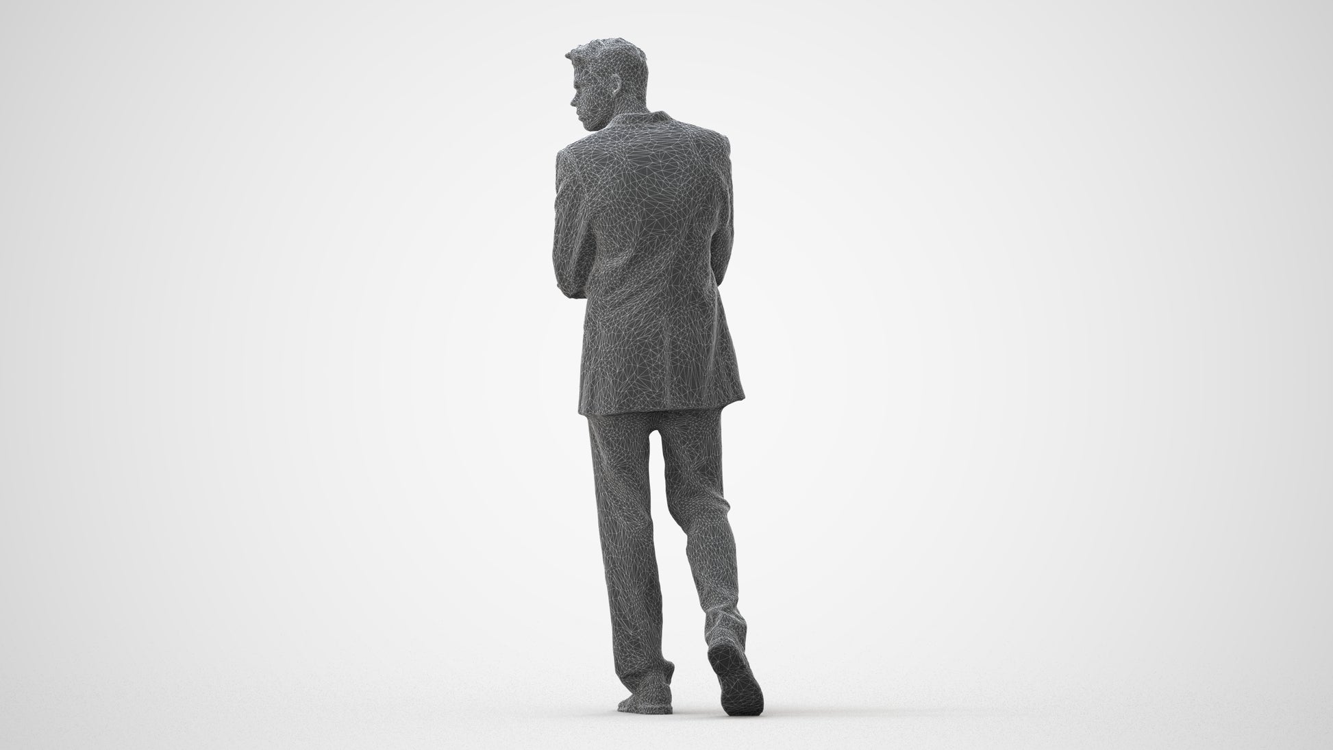 3D human model man business, photogrammetry scanned person for archviz, square thumbnail
