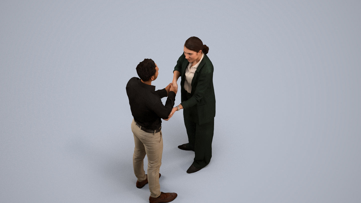 scanned 3D woman business, photogrammetry people for Enscape and V-Ray, back view render