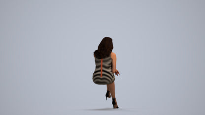 realistic 3D human woman casual sitting, archviz people FBX OBJ for Blender, front view render
