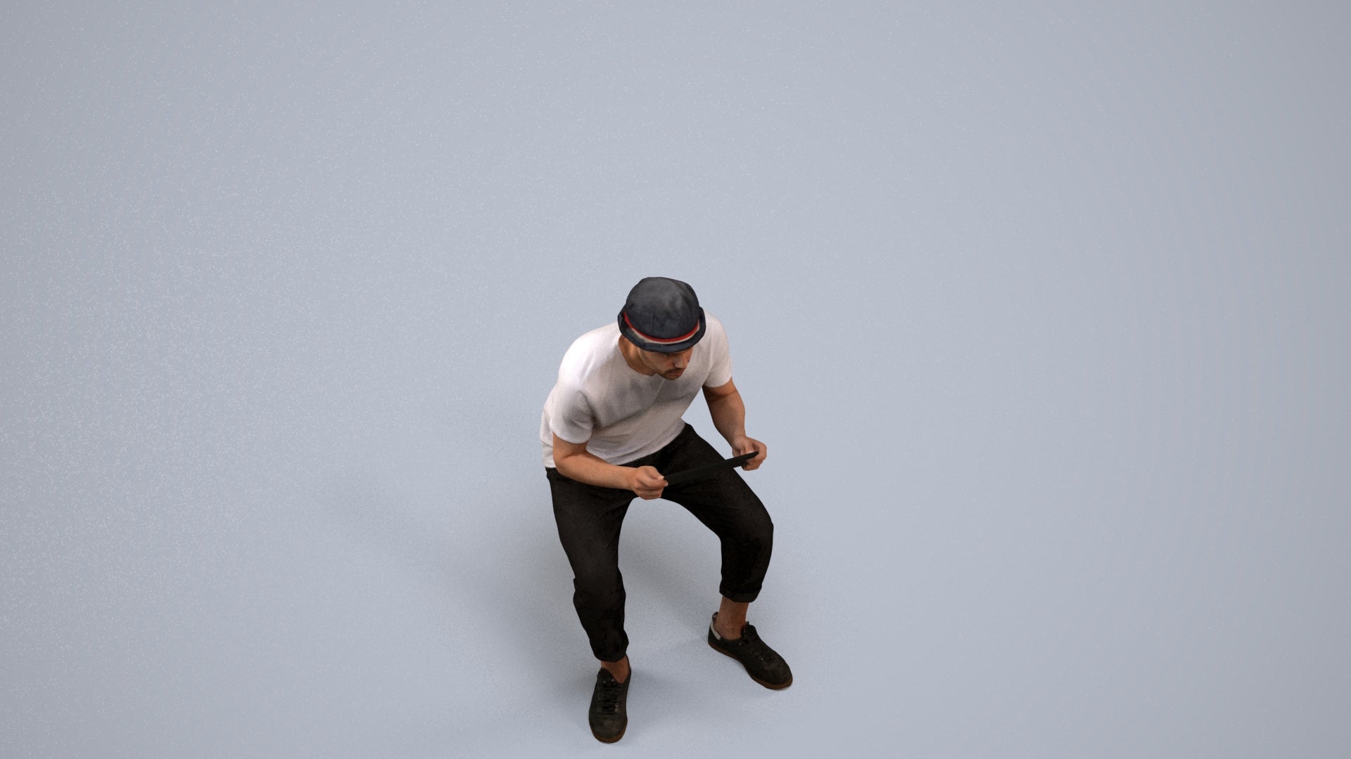 scanned 3D man casual sitting, photogrammetry people for Enscape and V-Ray, back view render