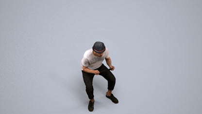 scanned 3D man casual sitting, photogrammetry people for Enscape and V-Ray, back view render