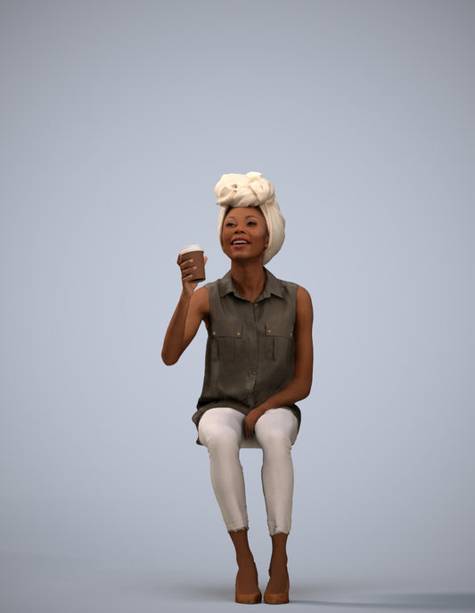 realistic 3D people woman casual sitting, render-ready for V-Ray and Corona, FBX OBJ