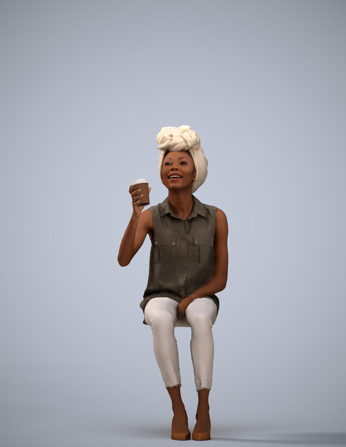 realistic 3D people woman casual sitting, render-ready for V-Ray and Corona, FBX OBJ