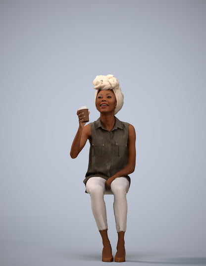 realistic 3D people woman casual sitting, render-ready for V-Ray and Corona, FBX OBJ