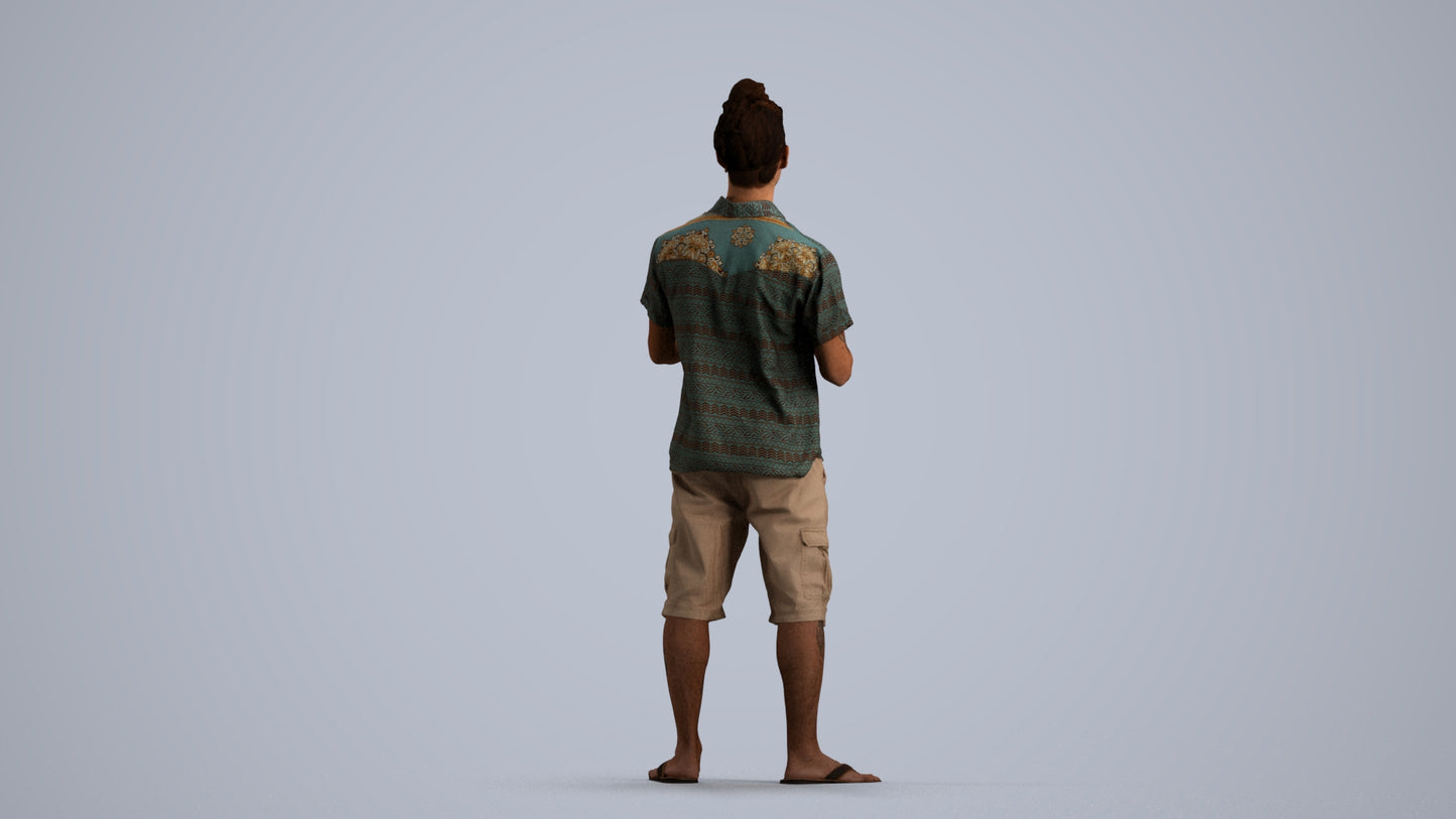 scanned 3D man casual standing, photogrammetry people for Enscape and V-Ray, front view render