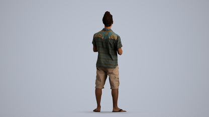 scanned 3D man casual standing, photogrammetry people for Enscape and V-Ray, front view render