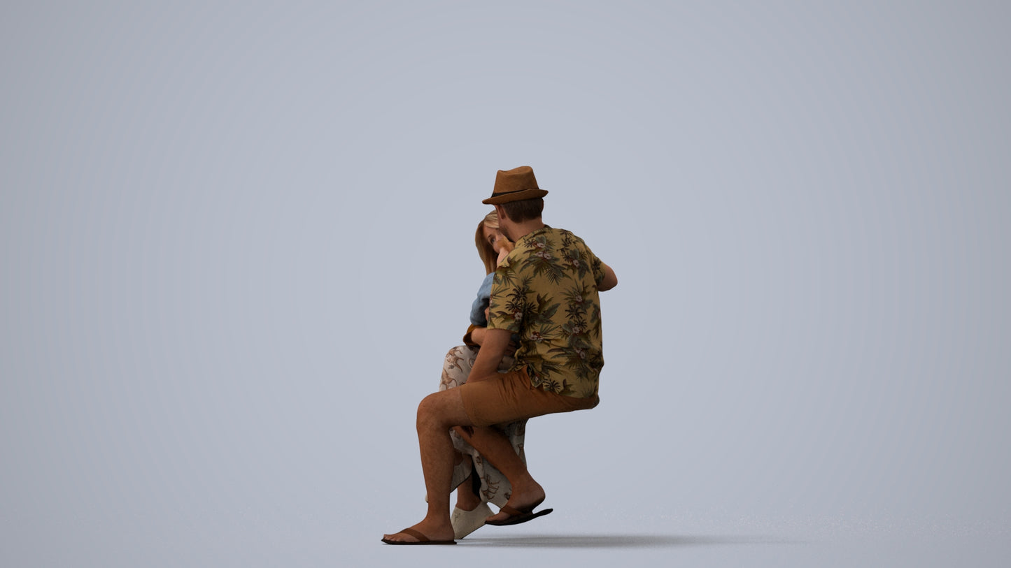 scanned 3D girl kids, photogrammetry people for Enscape and V-Ray, three-quarter view render