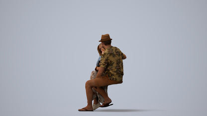 scanned 3D girl kids, photogrammetry people for Enscape and V-Ray, three-quarter view render