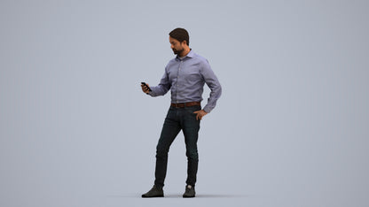 3D scanned man standing business, photorealistic archviz people for Enscape and SketchUp, standing pose render