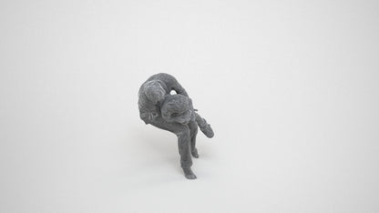3D people model girl kids, scanned human for 3ds Max rendering, wireframe three-quarter view