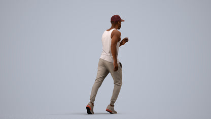 photogrammetry 3D man casual walking, realistic human model archviz FBX, side view render