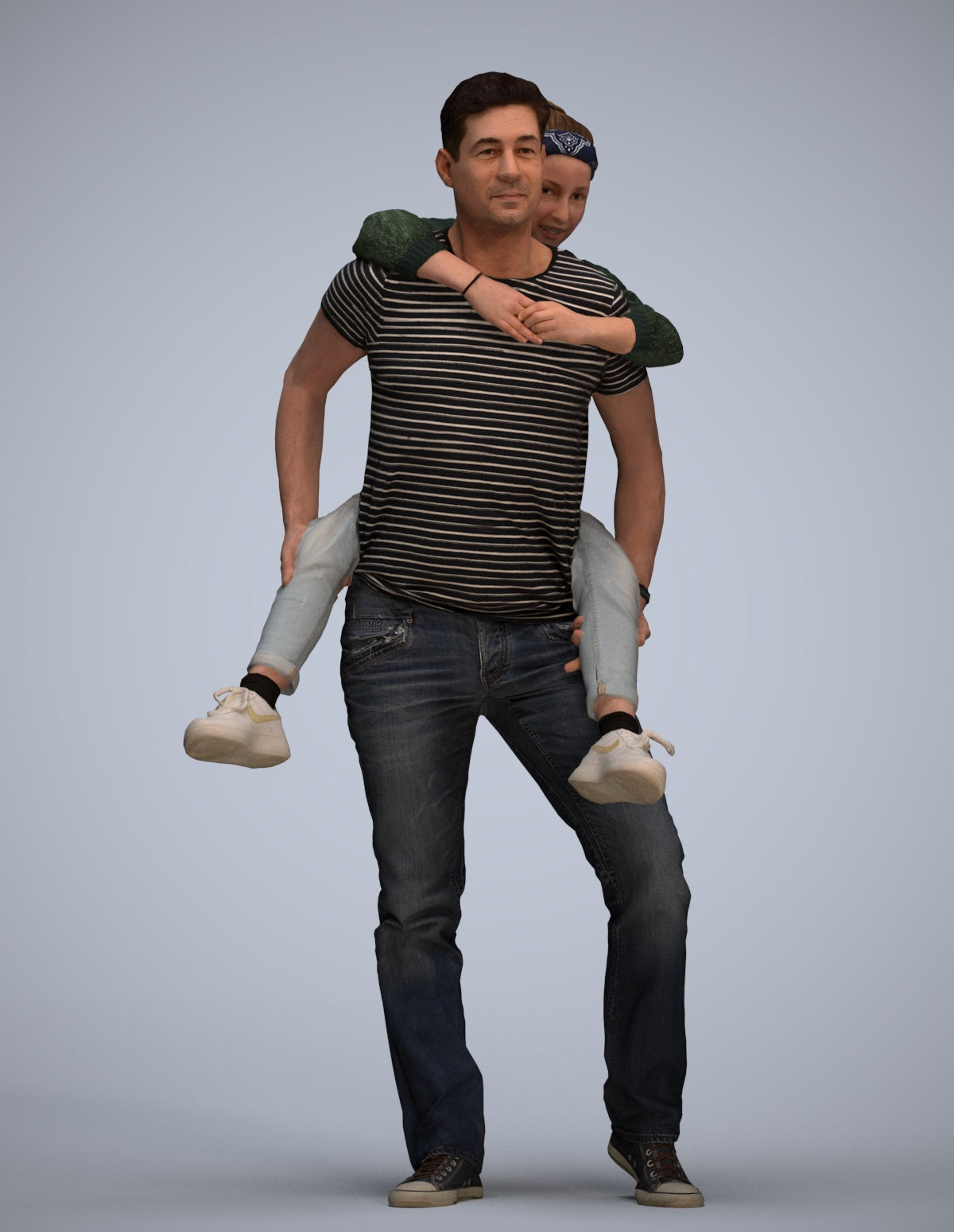 3D scanned girl kids casual, photorealistic archviz people for Enscape and SketchUp