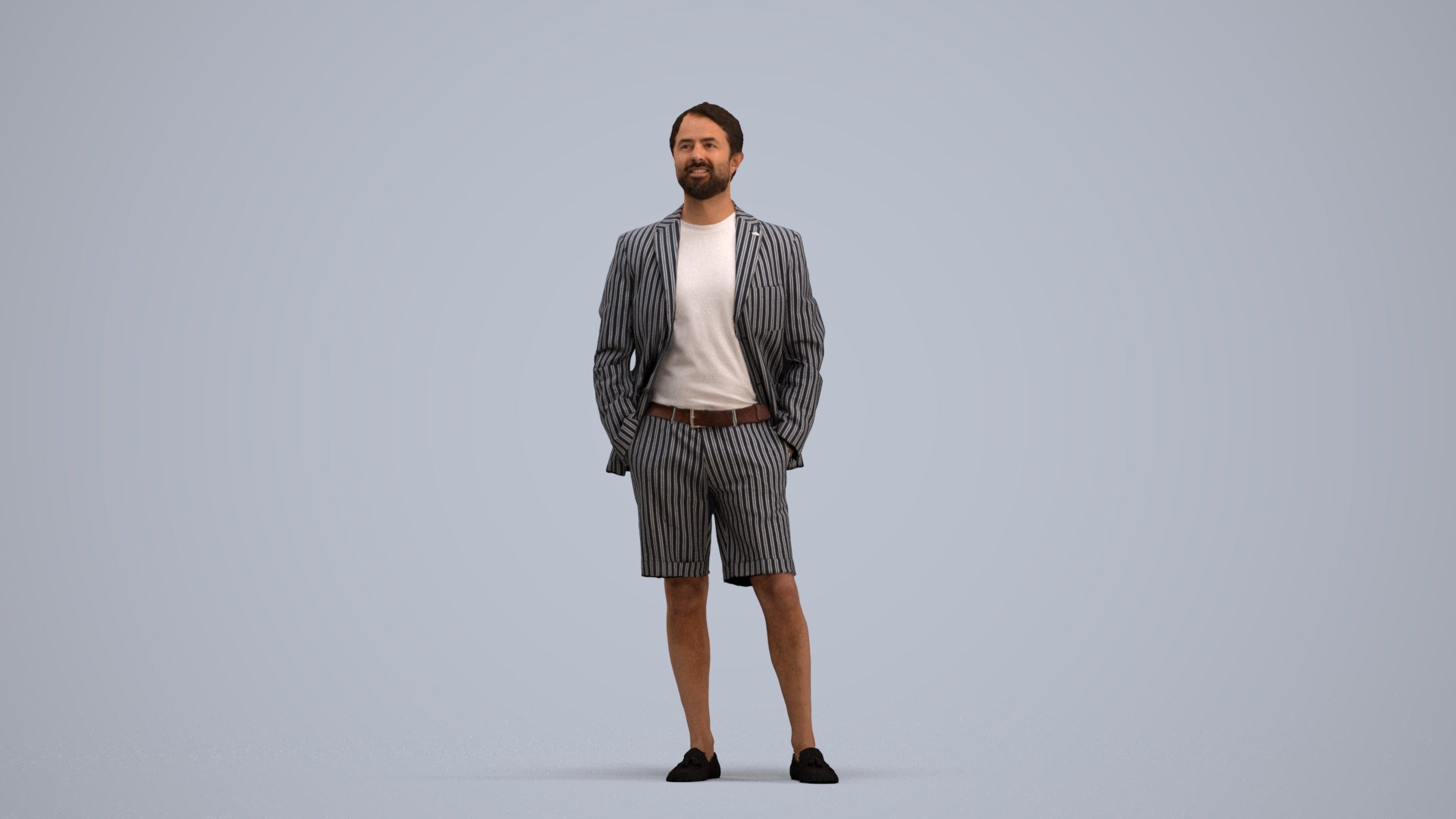 scanned 3D man business standing, photogrammetry people for Enscape and V-Ray, standing pose render