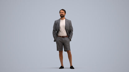 scanned 3D man business standing, photogrammetry people for Enscape and V-Ray, standing pose render