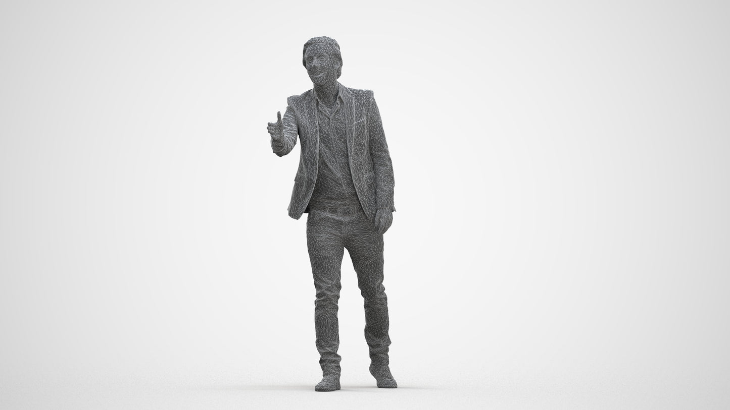 realistic 3D human man business, archviz people FBX OBJ for Blender, three-quarter front view render