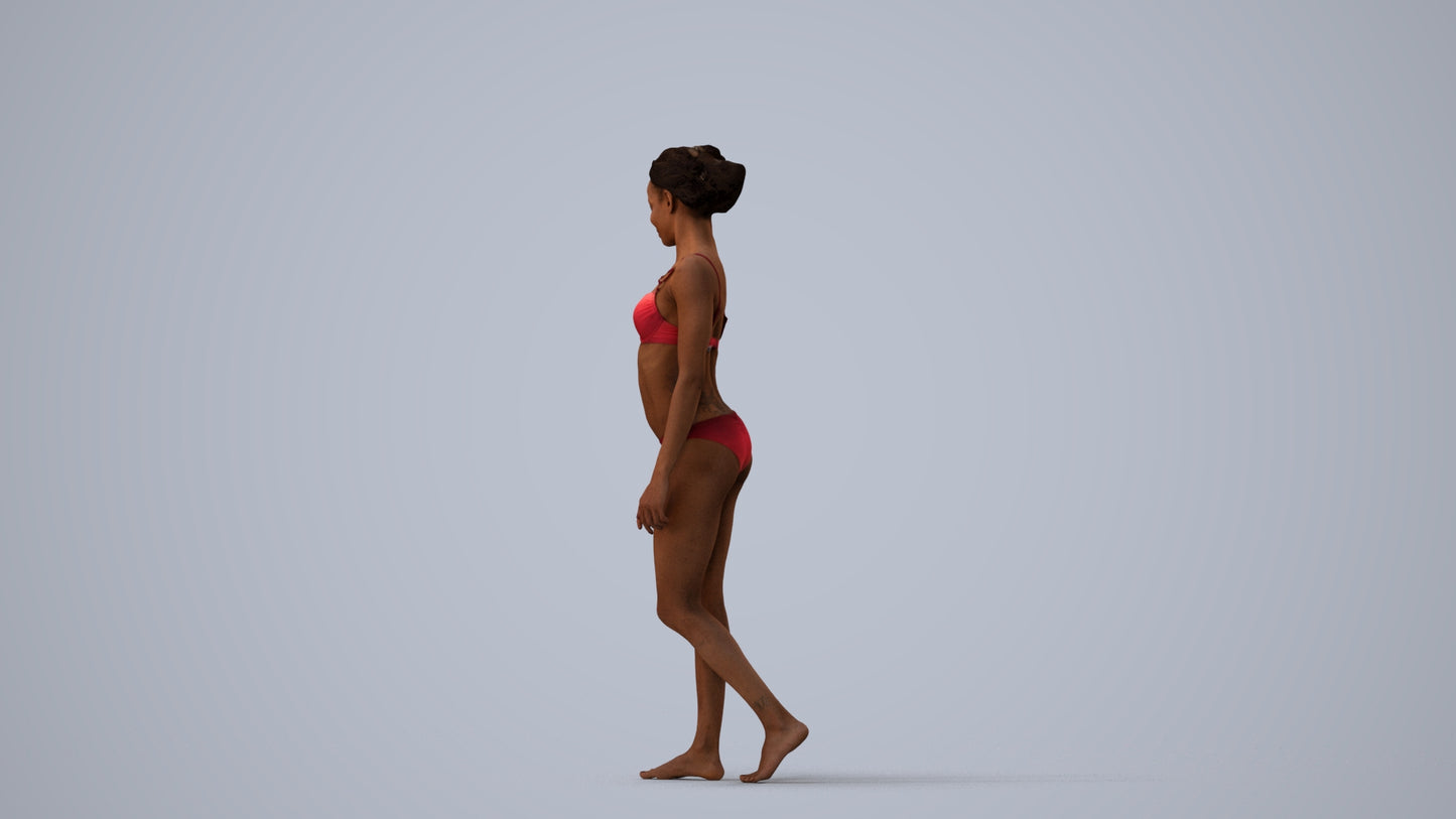 scanned 3D woman pool, photogrammetry people for Enscape and V-Ray, three-quarter view render