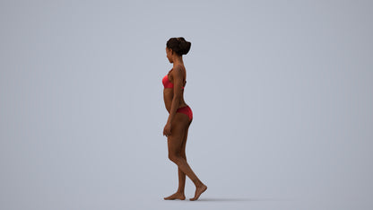 scanned 3D woman pool, photogrammetry people for Enscape and V-Ray, three-quarter view render