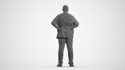 realistic 3D human man hospitality, archviz people FBX OBJ for Blender, wireframe front view