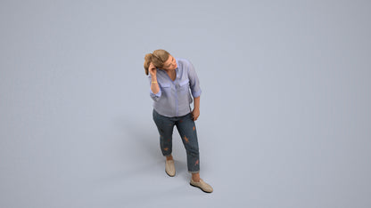realistic 3D people woman casual standing, render-ready for V-Ray and Corona, FBX OBJ, back view render