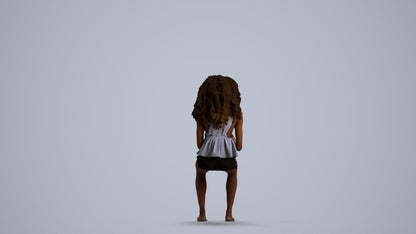 realistic 3D woman casual sitting, scanned archviz people for Blender and 3ds Max, front view render