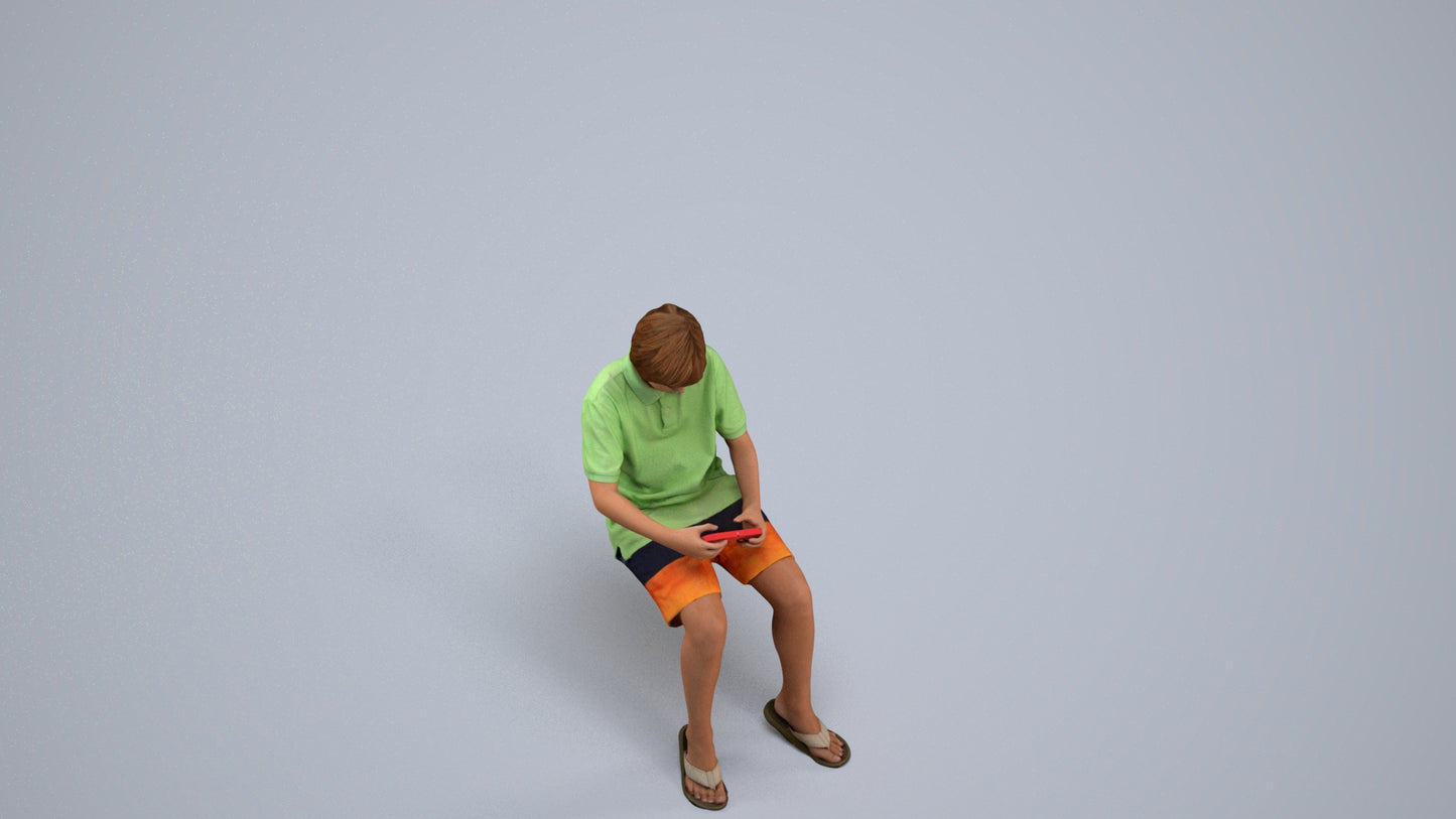 photogrammetry 3D boy kids, realistic human model archviz FBX, back view render