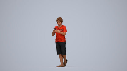 scanned 3D boy casual kids, photogrammetry people for Enscape and V-Ray, top-down view render