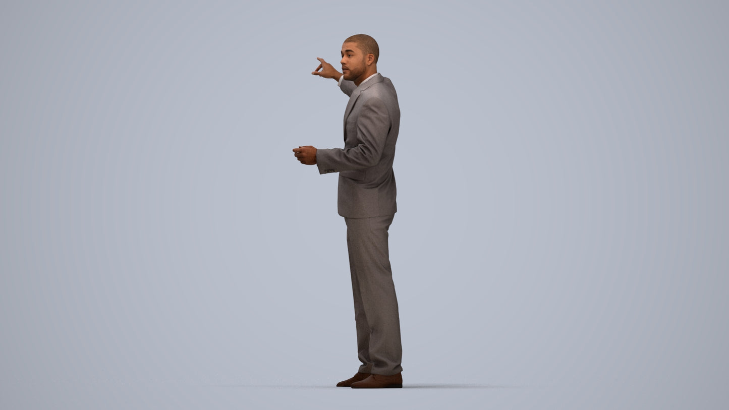 realistic 3D man business, scanned archviz people for Blender and 3ds Max, top-down view render