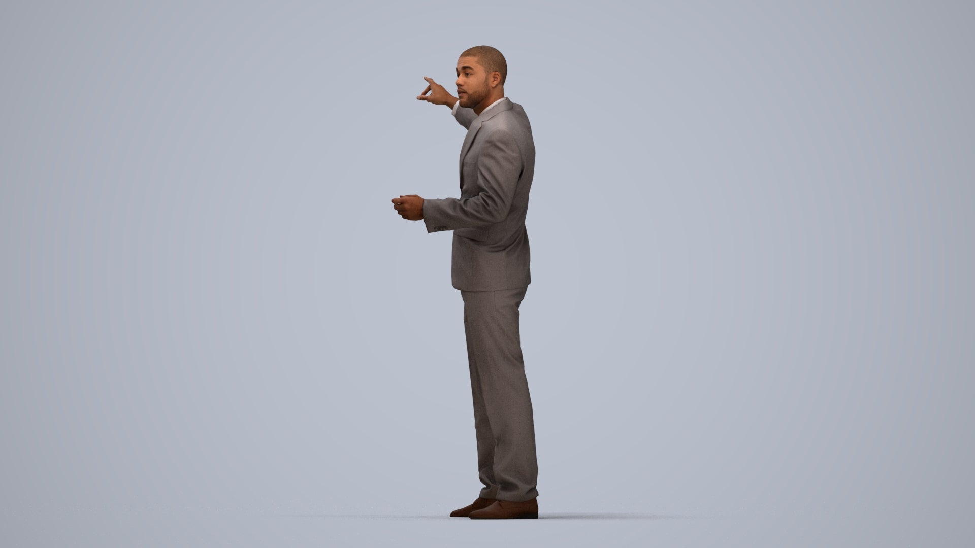 realistic 3D man business, scanned archviz people for Blender and 3ds Max, top-down view render