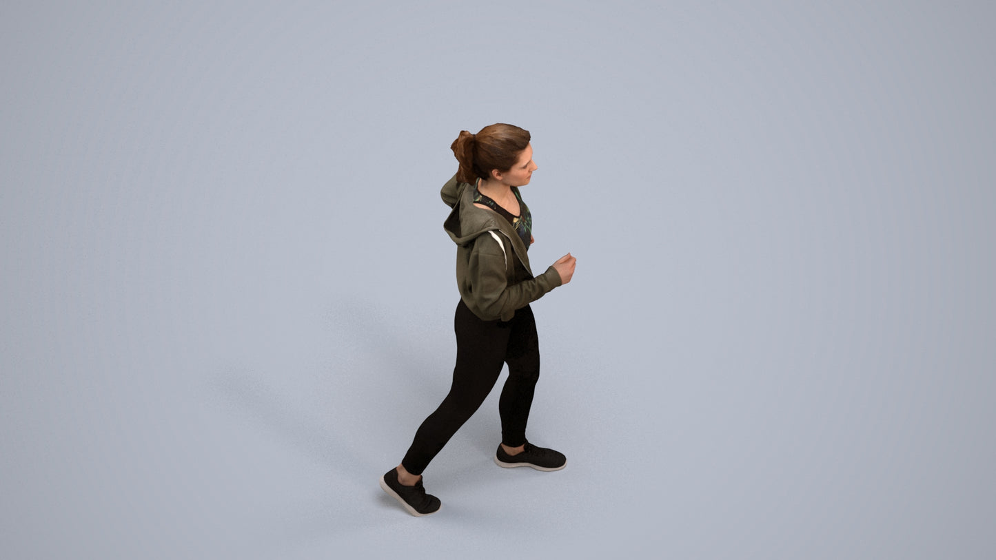 3D scanned woman sport, photorealistic archviz people for Enscape and SketchUp, back view render