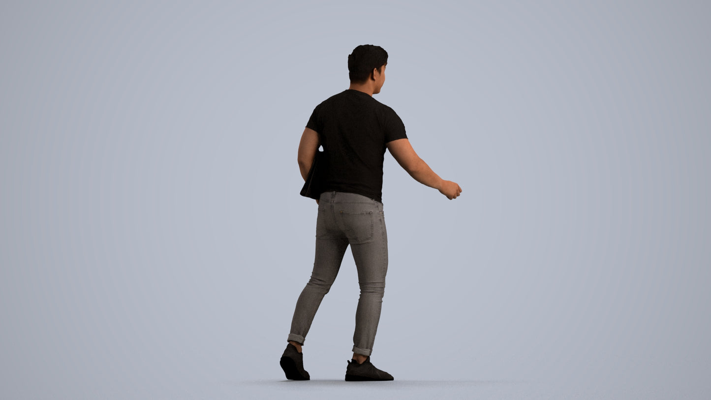 realistic 3D people man casual door, render-ready for V-Ray and Corona, FBX OBJ, front view render