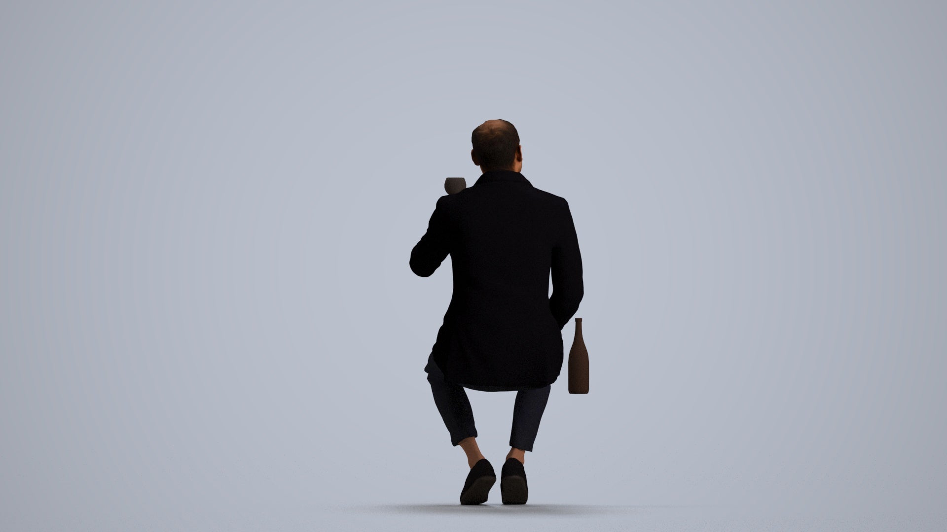 scanned 3D man casual cycling, photogrammetry people for Enscape and V-Ray, front view render