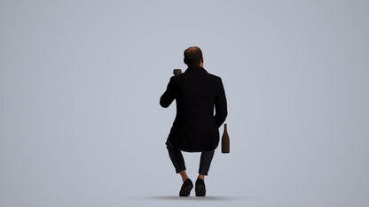 scanned 3D man casual cycling, photogrammetry people for Enscape and V-Ray, front view render